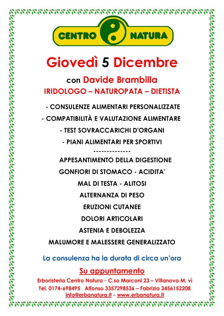 Giovedi 5 Dicembre 2024