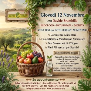 Iridologia e Naturopatia Giovedì 12 Novembre 2026